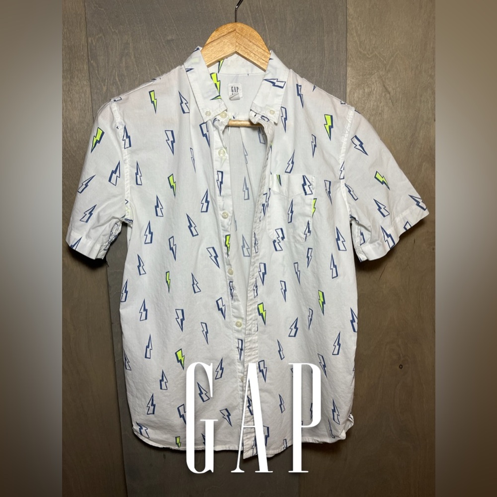 GAP Kids White Cotton Short Sleeve Shirt w/Lightning Bolts XXL